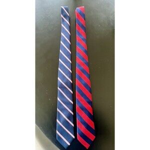 Set Of 2 The Tie bar 100% Silk Striped Ties - 3” Modern